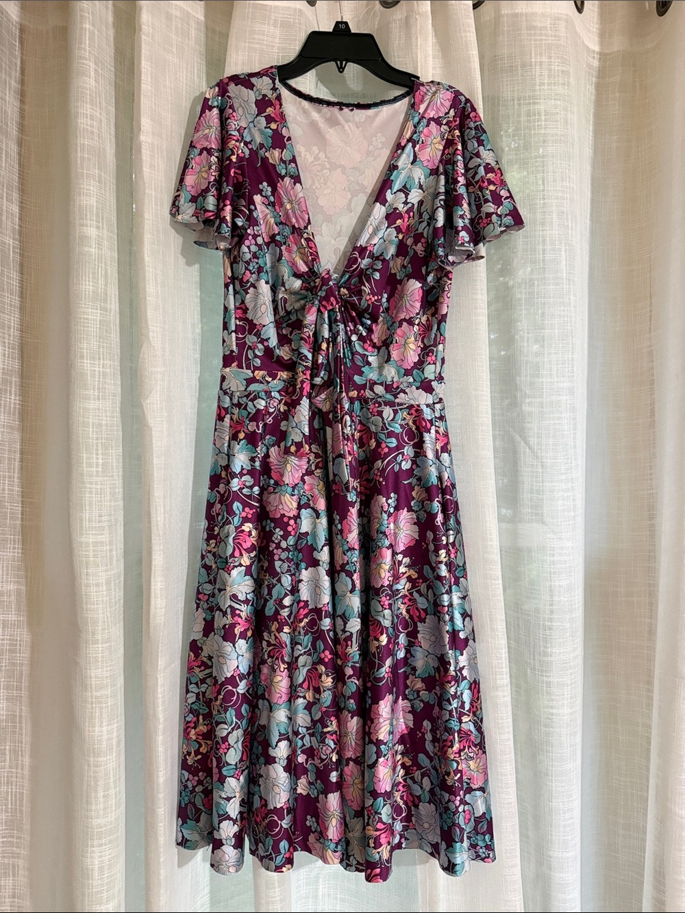 Blackmilk Rio Plum Floral V-Neck Tie-Front Dress